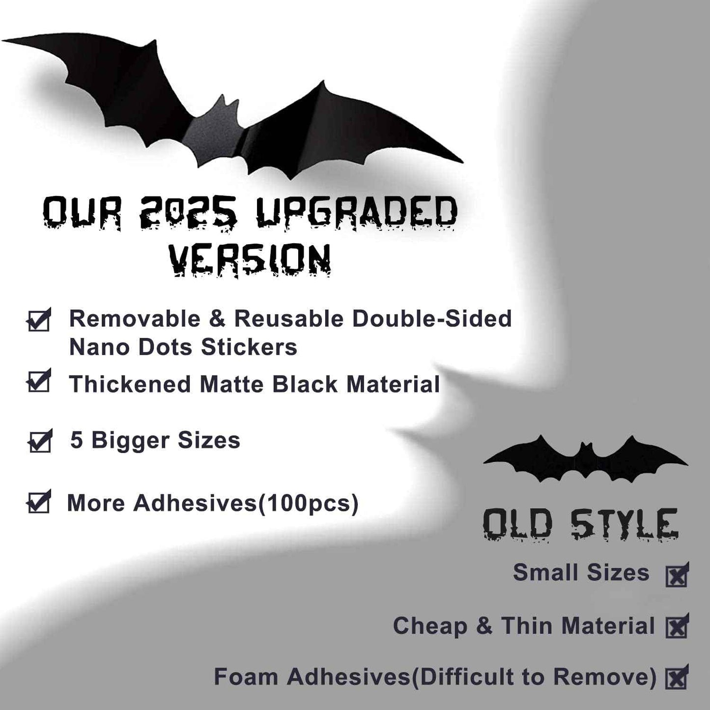 CESOF Kids Halloween Craft Set – 70 Foldable 3D Black Bat Stickers, No-Glue Wall Activity for Playroom & Family Living Room