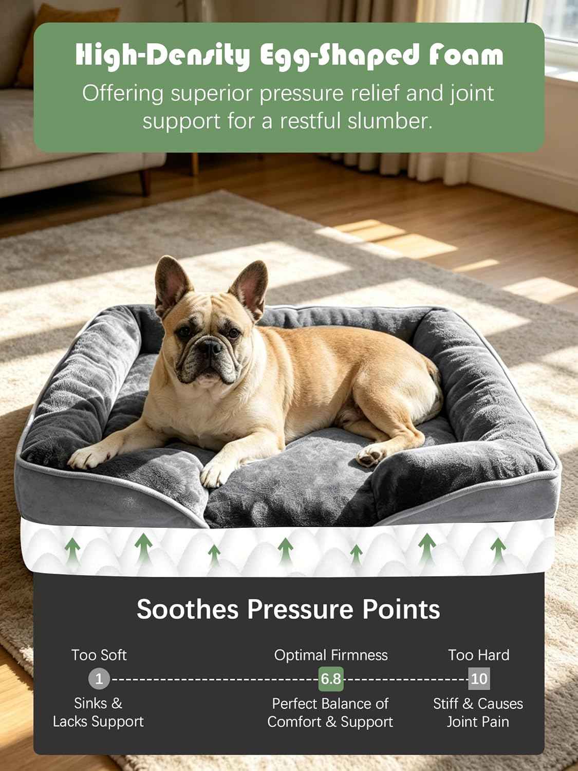 Ksiia Calming Den Orthopedic Dog Bed – Daily Joint Support for Senior Medium Breeds, Egg-Crate Foam Couch