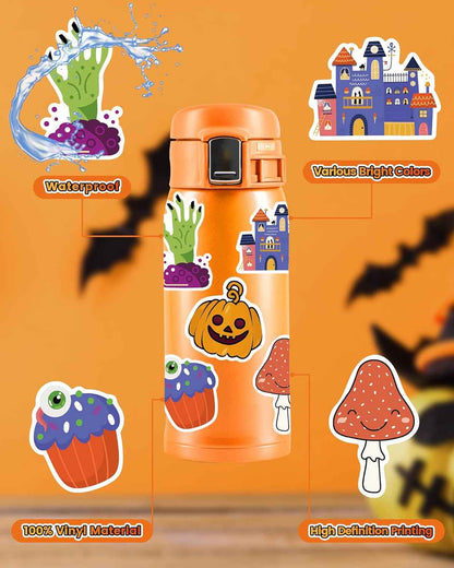 Halloween Laptop Stickers for Student and Remote Worker – 300 Vinyl Sticker Pack for Workspace