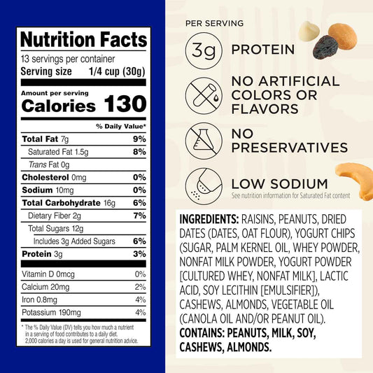 Snak Club Yogurt Trail Mix – Mindful Snacking Pantry Staple with No Artificial Colors, 3g Protein per Serving, 14 oz