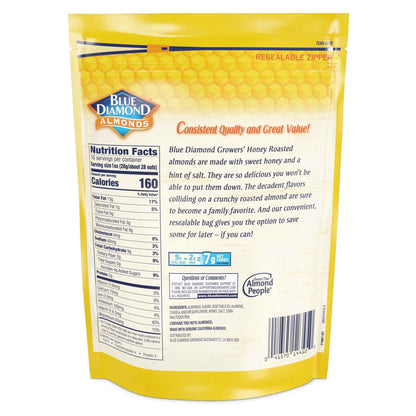 Blue Diamond Almonds Honey Roasted Snack Almonds – High-Protein Study Snack for Dorm Room and Library Sessions