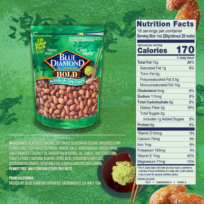 Blue Diamond Almonds Honey Roasted Snack Almonds – Resealable Hiking Snack for Backpack and Trail Fuel