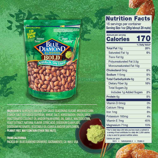 Blue Diamond Almonds Honey Roasted Snack Almonds – Resealable Hiking Snack for Backpack and Trail Fuel