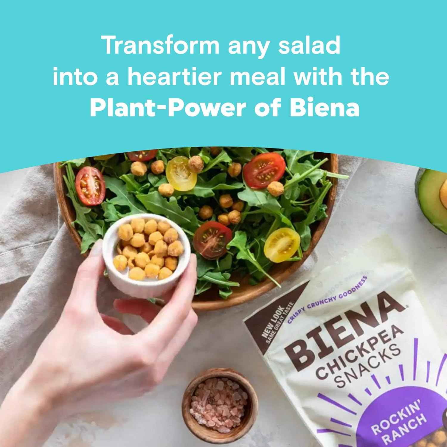 BIENA Chickpea Snacks - Crunchy Roasted Chickpeas - High Protein Desk Snack for Home Office and Focused Workdays - 5 Ounce Pack - Rockin' Ranch