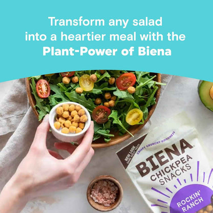 BIENA Chickpea Snacks - Crunchy Roasted Chickpeas - High Protein Desk Snack for Home Office and Focused Workdays - 5 Ounce Pack - Rockin' Ranch