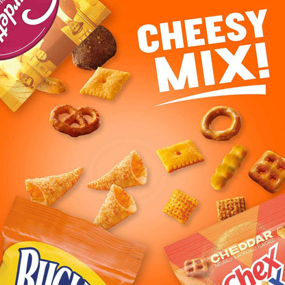 General Mills Cheesy Snack Variety Pack – Kids Lunchbox Snack Box with Cheddar Chex Mix, Nacho Bugles, and Gardetto's Single-Serve Bags