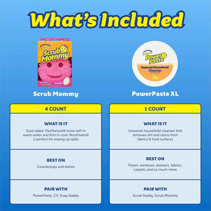Scrub Daddy Cleaning Bundle – Fast, Efficient Sponges & PowerPaste XL for Busy Households