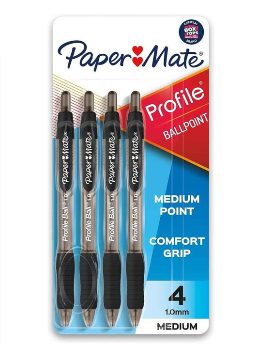 Paper Mate Profile Ballpoint Pen – Practical Stocking Stuffer and Birthday Gift for Coworkers, 4/pack