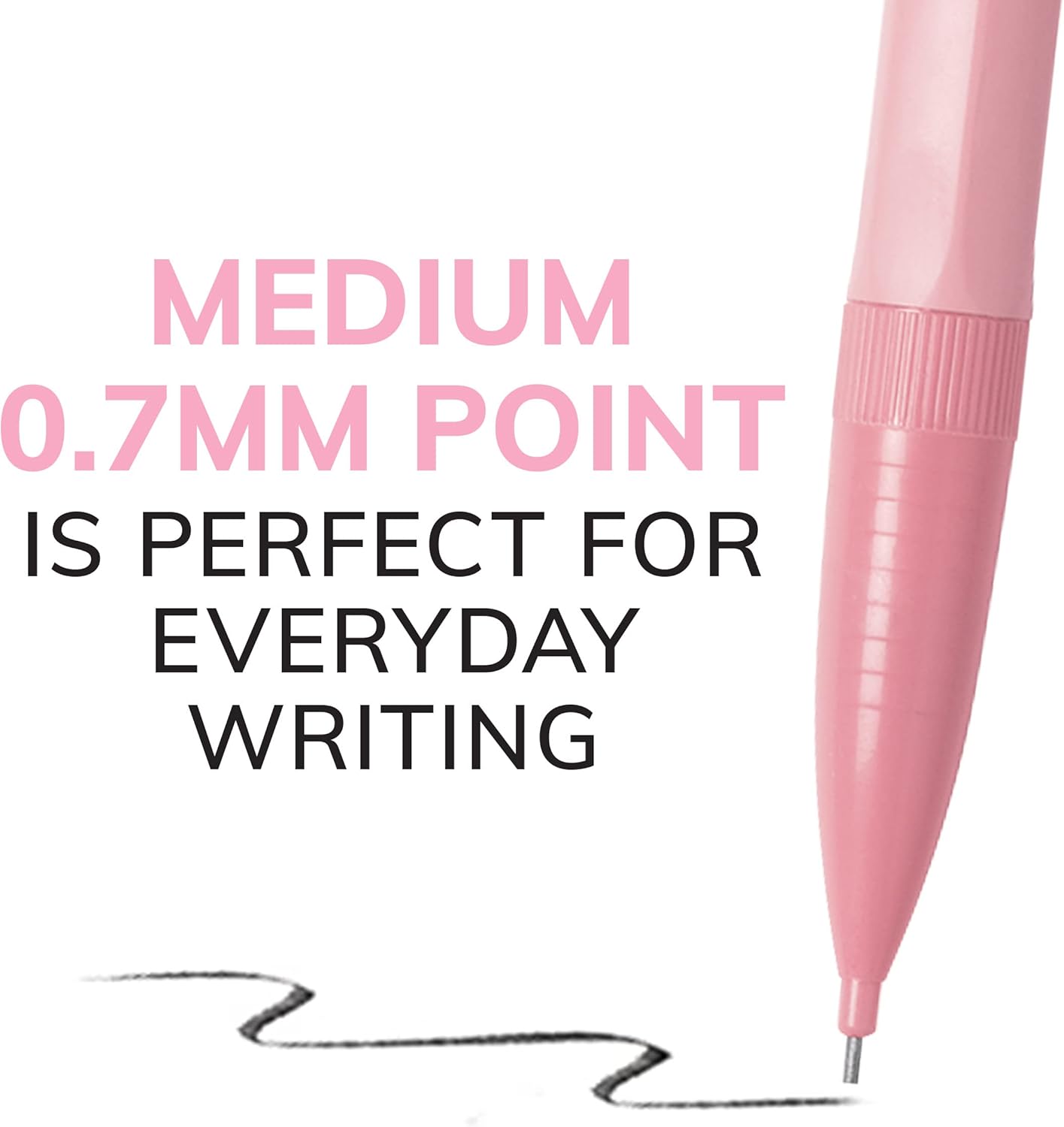 retractable click-advance mechanism built into the eraser — no sharpening required