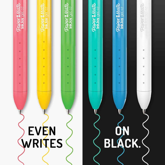 Paper Mate InkJoy Bright Gel Pens – Home Office Note-Taking Essential, Retractable 0.7mm Gel Pens 6-Pack