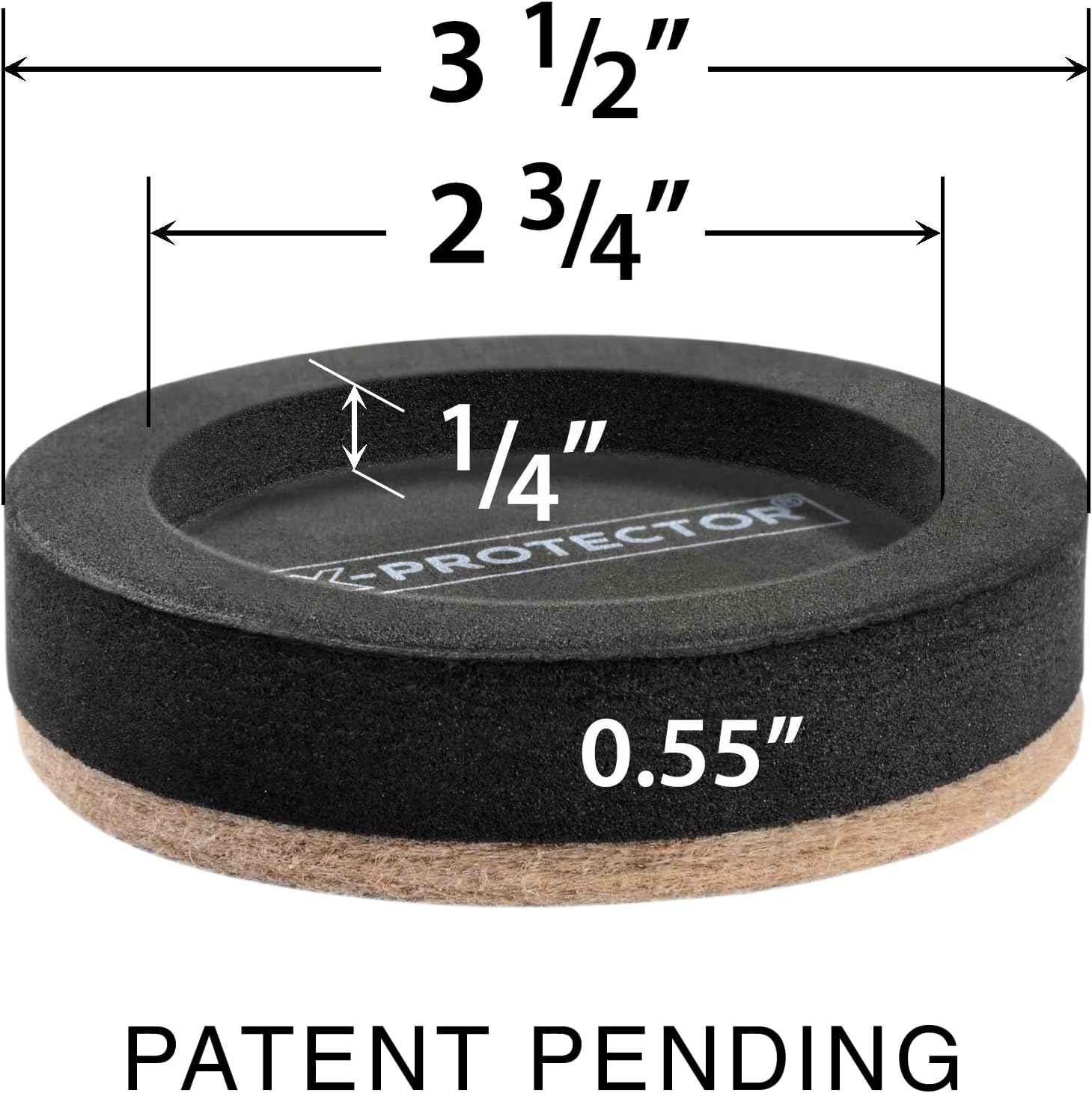 X-PROTECTOR 3 ½ Inch Furniture Sliders – Family-Safe Floor Protectors, No Tools Needed to Move Heavy Couches and Beds Safely