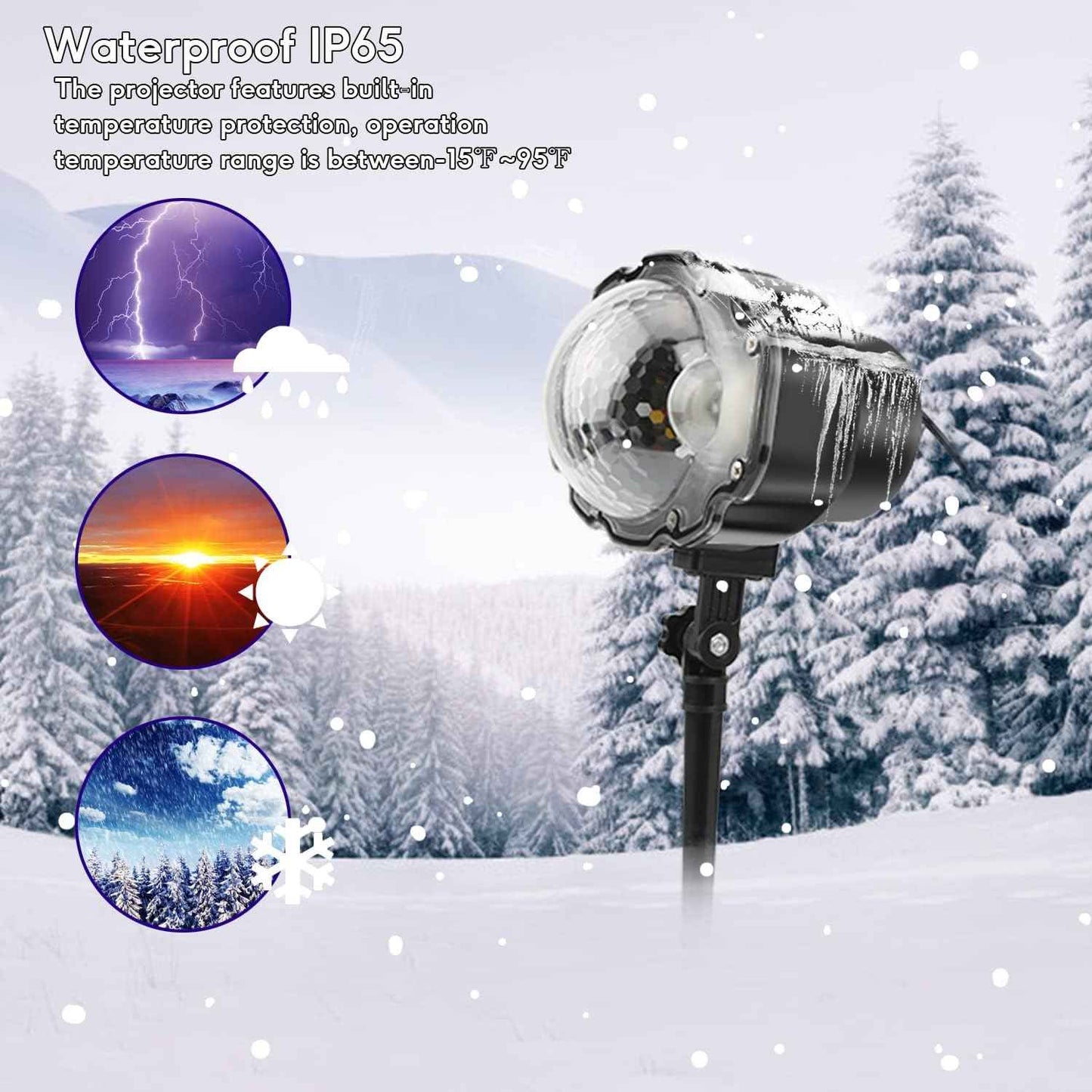 LuminScape Snowfall Projector – Fire-Free LED Night Light for Kids Bedroom and Nursery Window