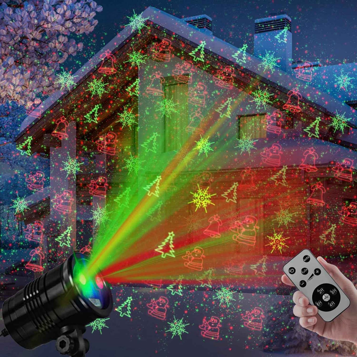 LumiVue AuroraStar Projector Light – Cozy Aesthetic Ambiance for Indoor Holiday Styling, Dusk-to-Dawn Timer