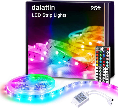 dalattin 50ft LED Light Strip Kit for Living Room and Ceiling, RGB 5050 Ambient Home Decor with 44 Key Remote