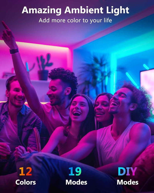 HitLights Pre-Cut LED Strip Lights – Cozy Bedroom Decor with 12 Colors and Remote, 4ft RGB Ambient Lighting