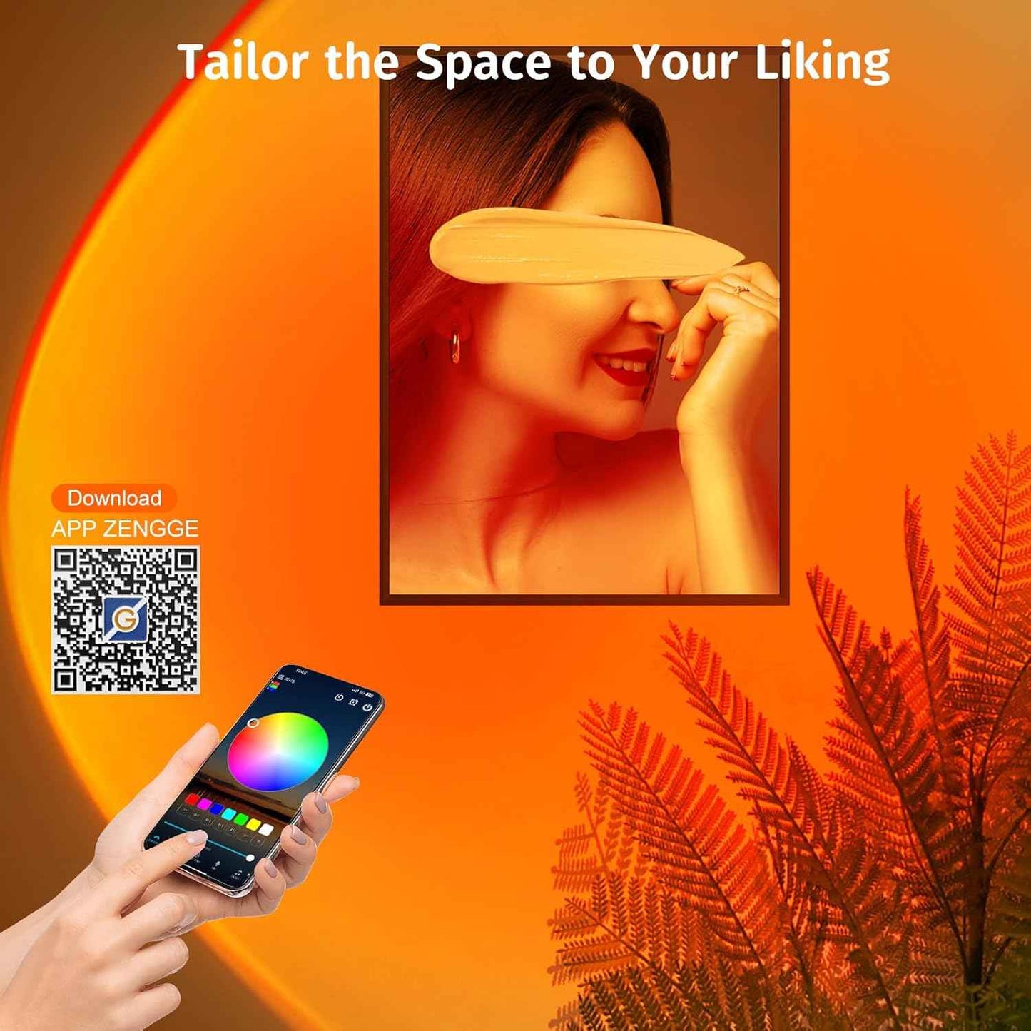 Acelisty Sunset Lamp – Modern Bedroom Decor Accent, RGB Ambient Light with App and Remote