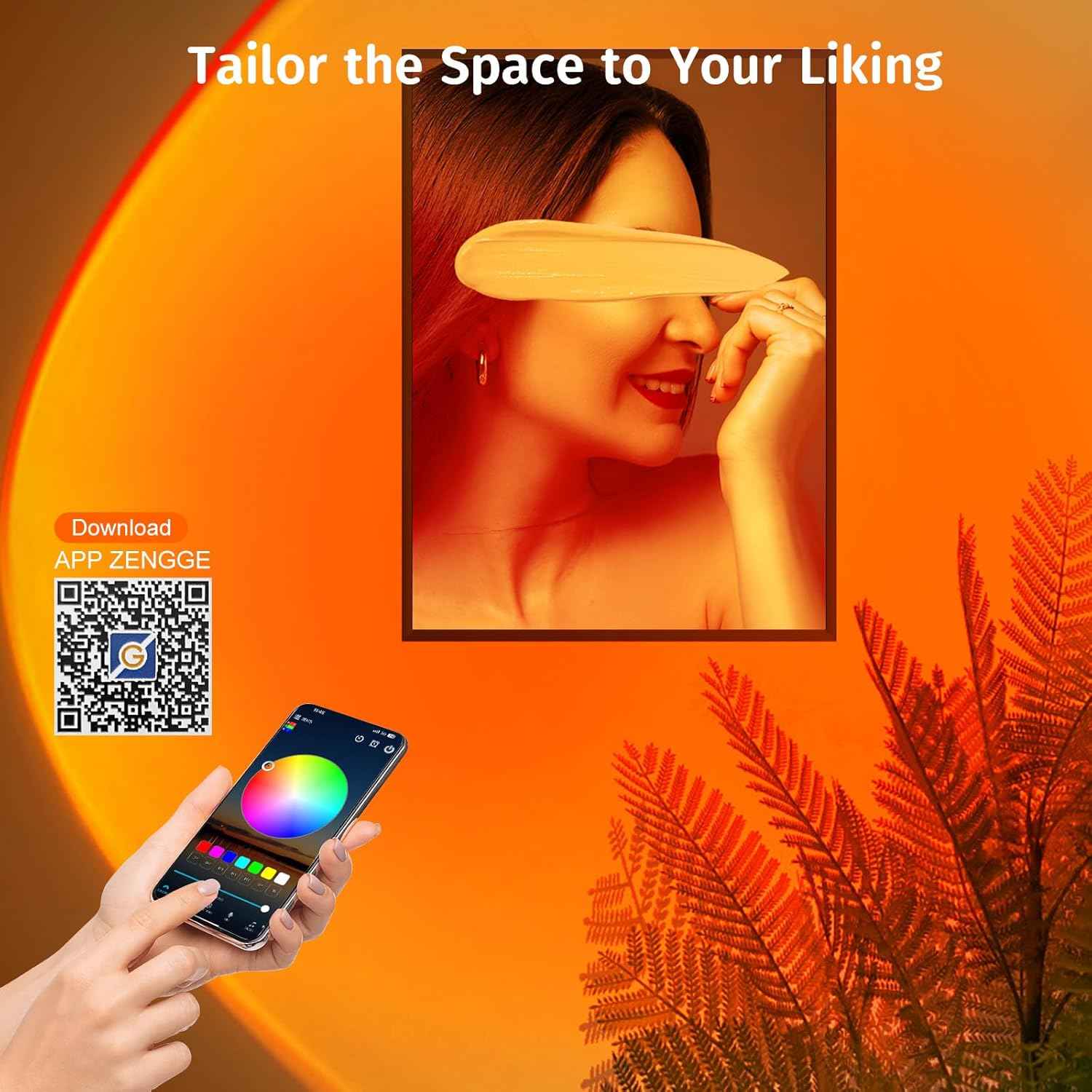 Acelisty Sunset Lamp – Modern Bedroom Decor Accent, RGB Ambient Light with App and Remote