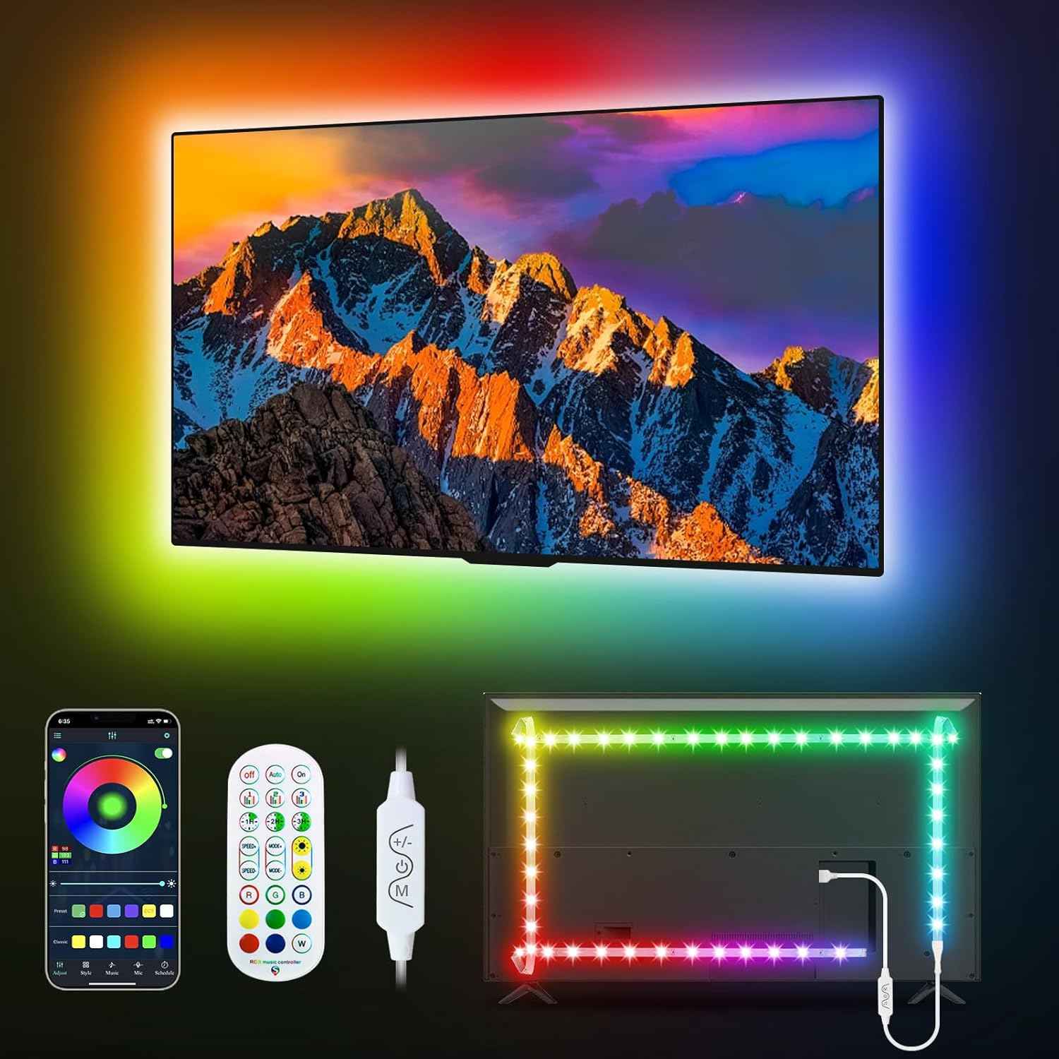 Daymeet RGBICW TV Backlight – Unique Housewarming Gift, Chasing Color Gaming & Movie Light for Tech Lovers