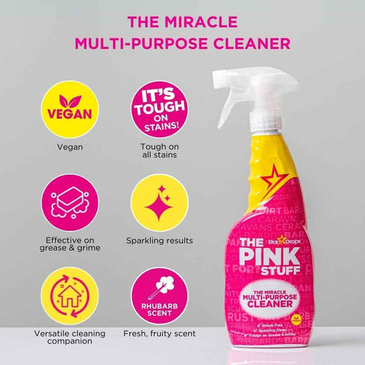 Stardrops Pink Stuff Rhubarb Multi-Surface Spray 750ml 3-Pack – A Calmer Scent for Your Sunday Reset