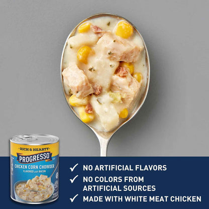Progresso Gluten Free Chicken Corn Chowder — Wholesome Pantry Meal for Clean-Eating Households, 190 Calories per Serving, 18.5 oz