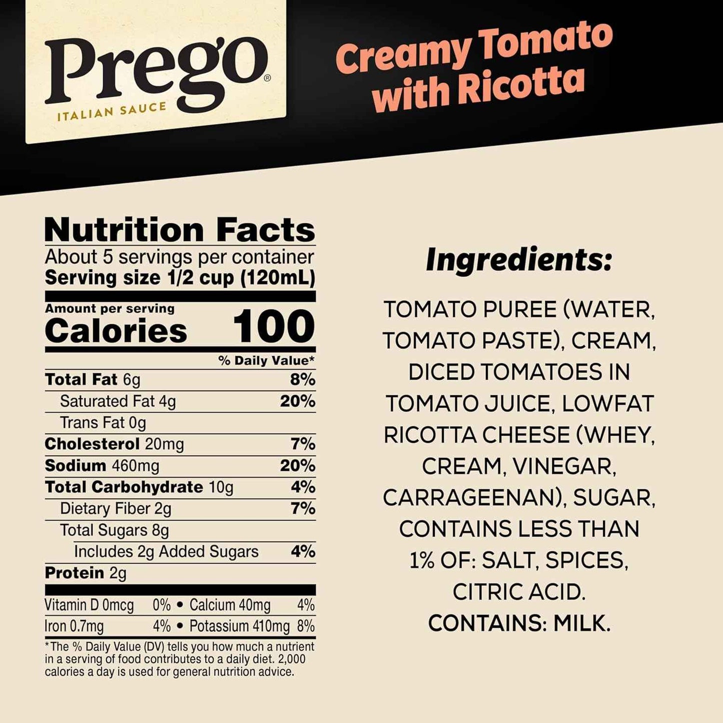Prego Creamy Tomato Ricotta Sauce – Clean-Label Pantry Staple for Mindful Meal Prep, 24 oz
