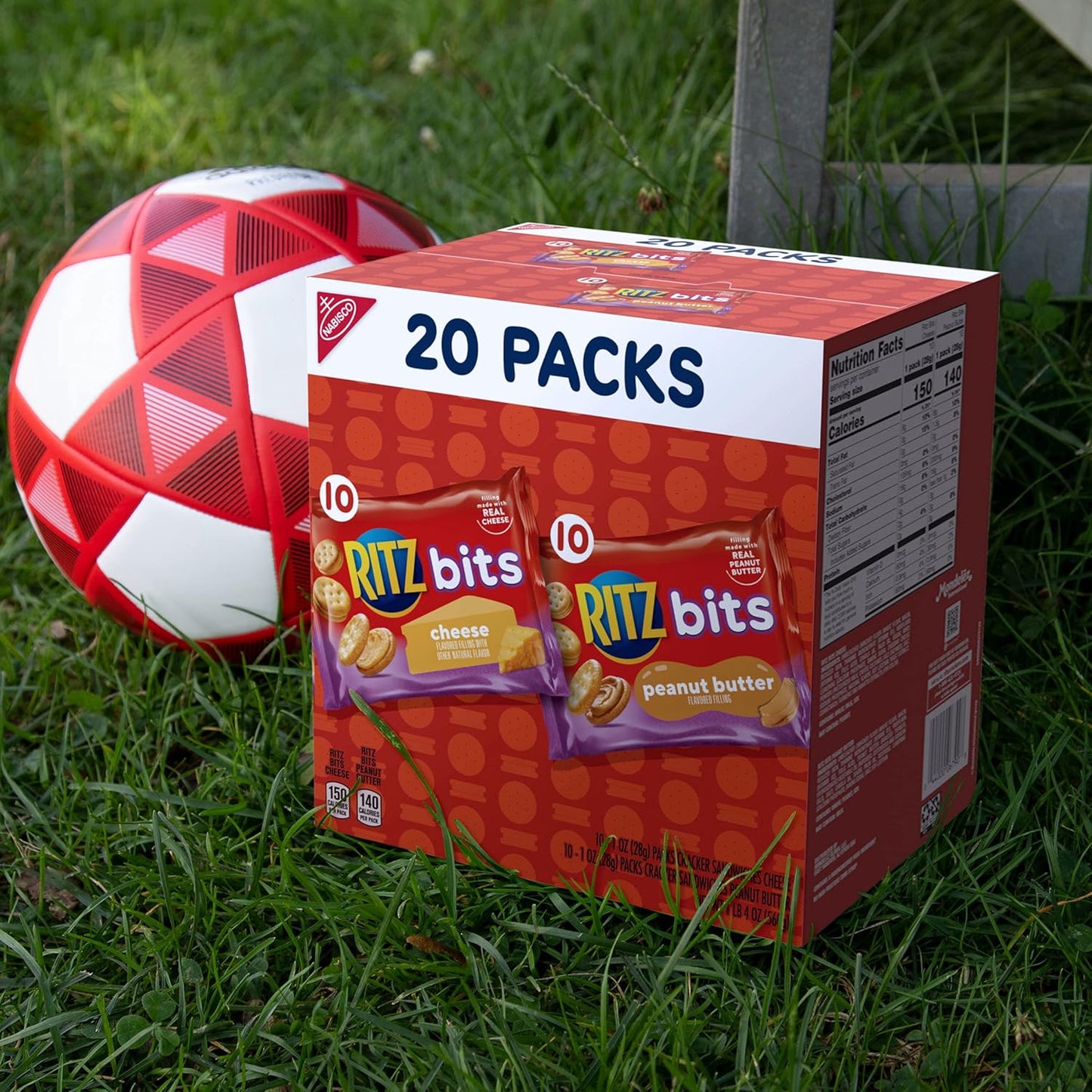 RITZ Bits Cheese and Peanut Butter Crackers Variety Pack – Kids Lunchbox Snack Packs for School and After-School, 20 Single-Serve Boxes