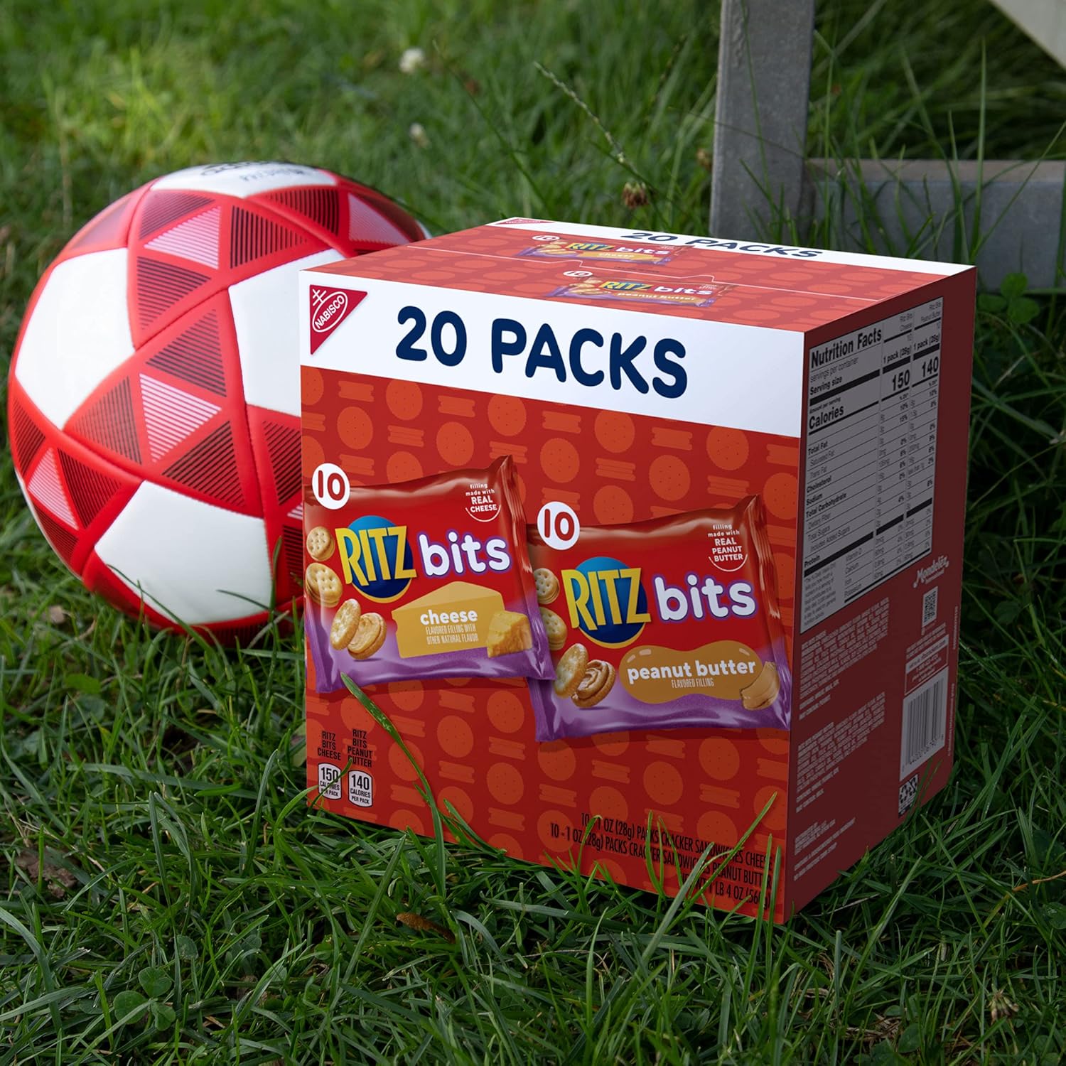 RITZ Bits Cheese and Peanut Butter Crackers Variety Pack – Kids Lunchbox Snack Packs for School and After-School, 20 Single-Serve Boxes