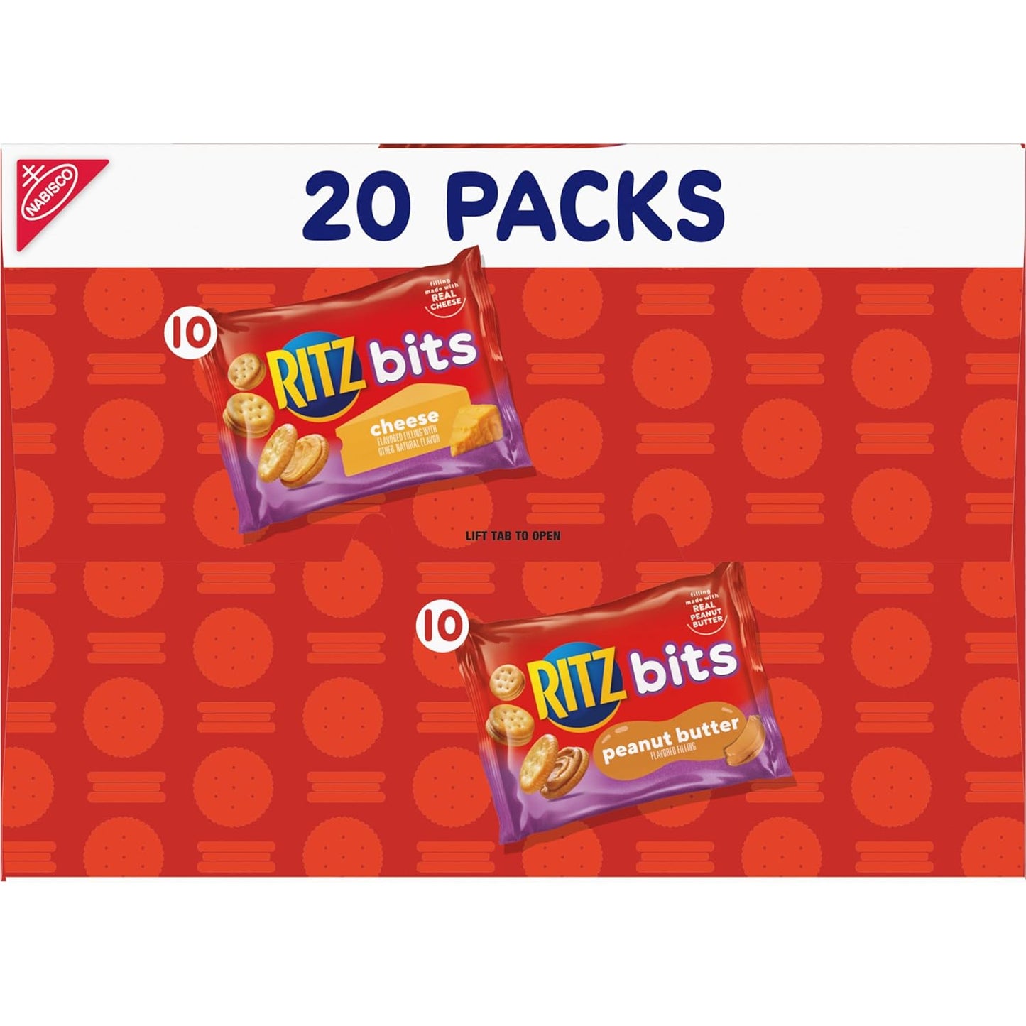 RITZ Bits Cheese and Peanut Butter Crackers Variety Pack – Kids Lunchbox Snack Packs for School and After-School, 20 Single-Serve Boxes