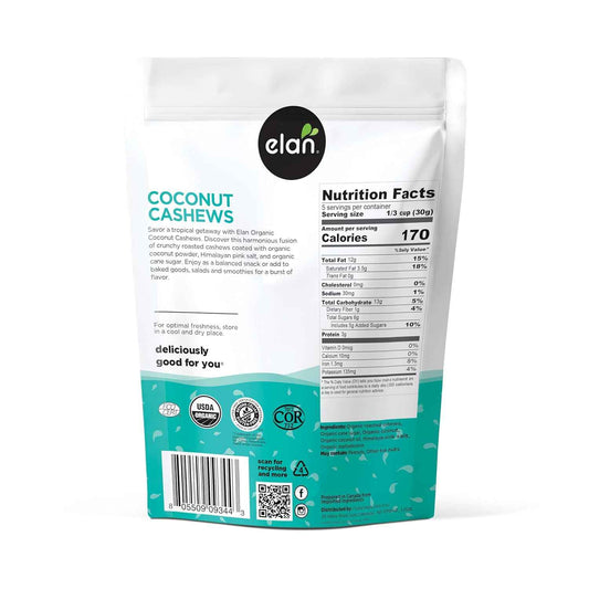 Elan Organic Coconut Cashews – Housewarming Gift Basket Addition for Health-Conscious Hosts, 5.6 oz