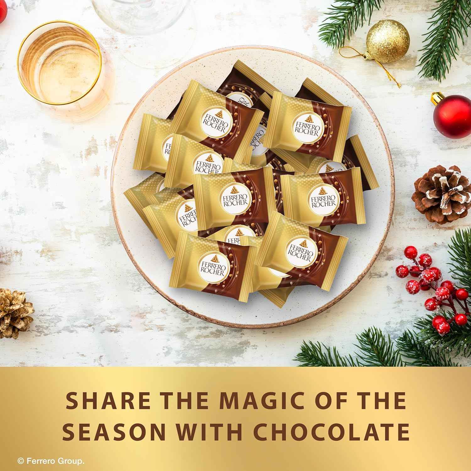 Ferrero Rocher Milk Chocolate Hazelnut Squares – Individually Wrapped Squares for Personal Self-Care Moments at Home