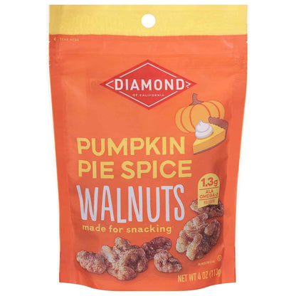 Diamond of California Pumpkin Pie Spice Walnuts – Brain-Boosting Study Snack for Late Afternoon Slumps, Resealable Bag