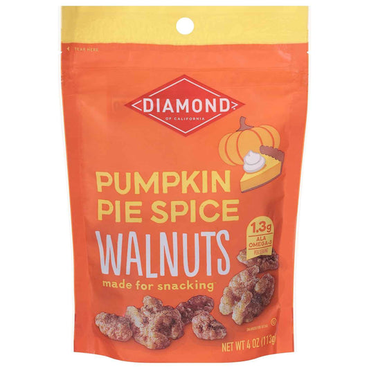 Diamond of California Pumpkin Pie Spice Walnuts – Brain-Boosting Study Snack for Late Afternoon Slumps, Resealable Bag