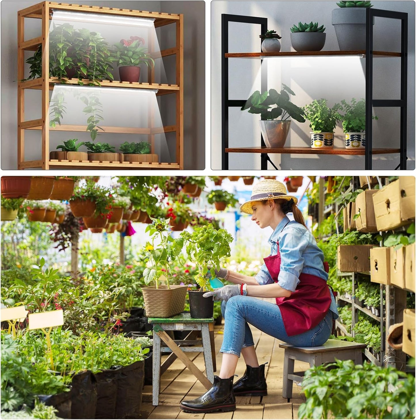 Roleadro 2-Bar Grow Light Strip – Under-Cabinet Kitchen Shelf with Clean White Finish and Single-Cord Setup