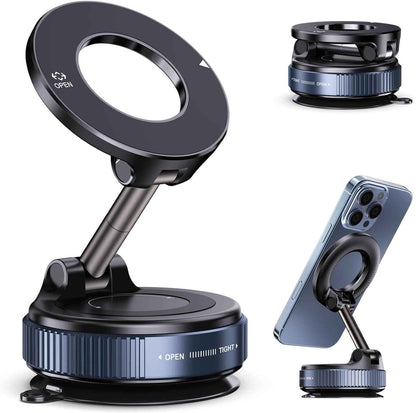 Vacuum Magnetic Suction Phone Holder – Pocket-Sized Magnetic Phone Mount for Travel and Road Trips, Black