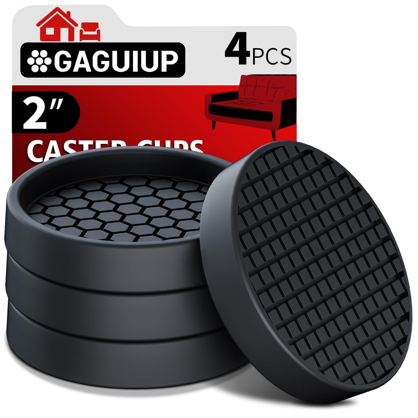 Round - 2" 4pcs Black