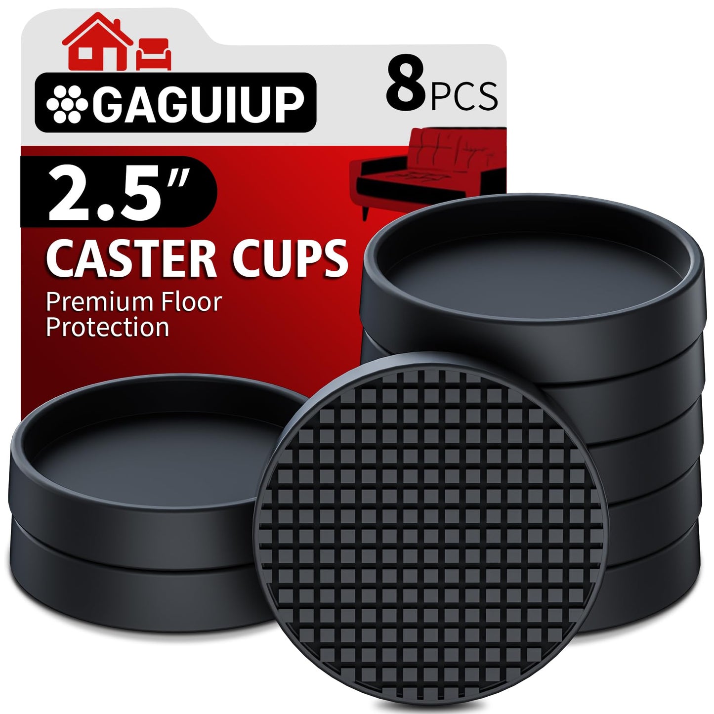 Round - 2.5" 8pcs Black