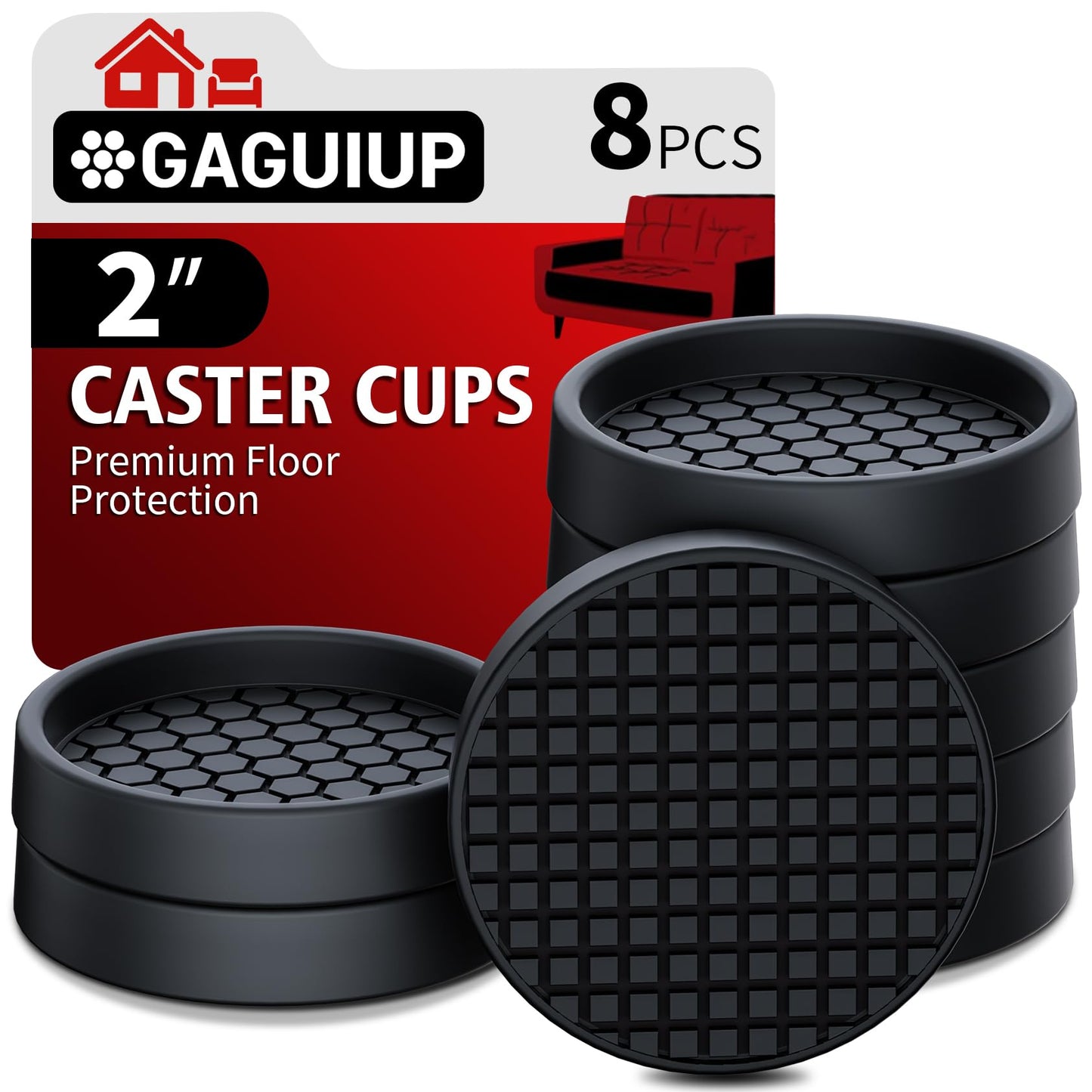 Round - 2" 8pcs Black