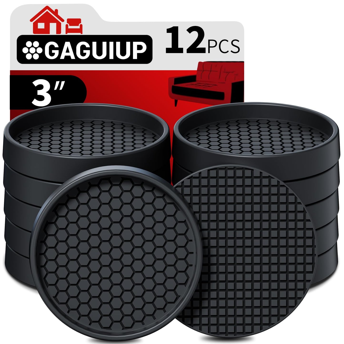 Round - 3" 12pcs Black