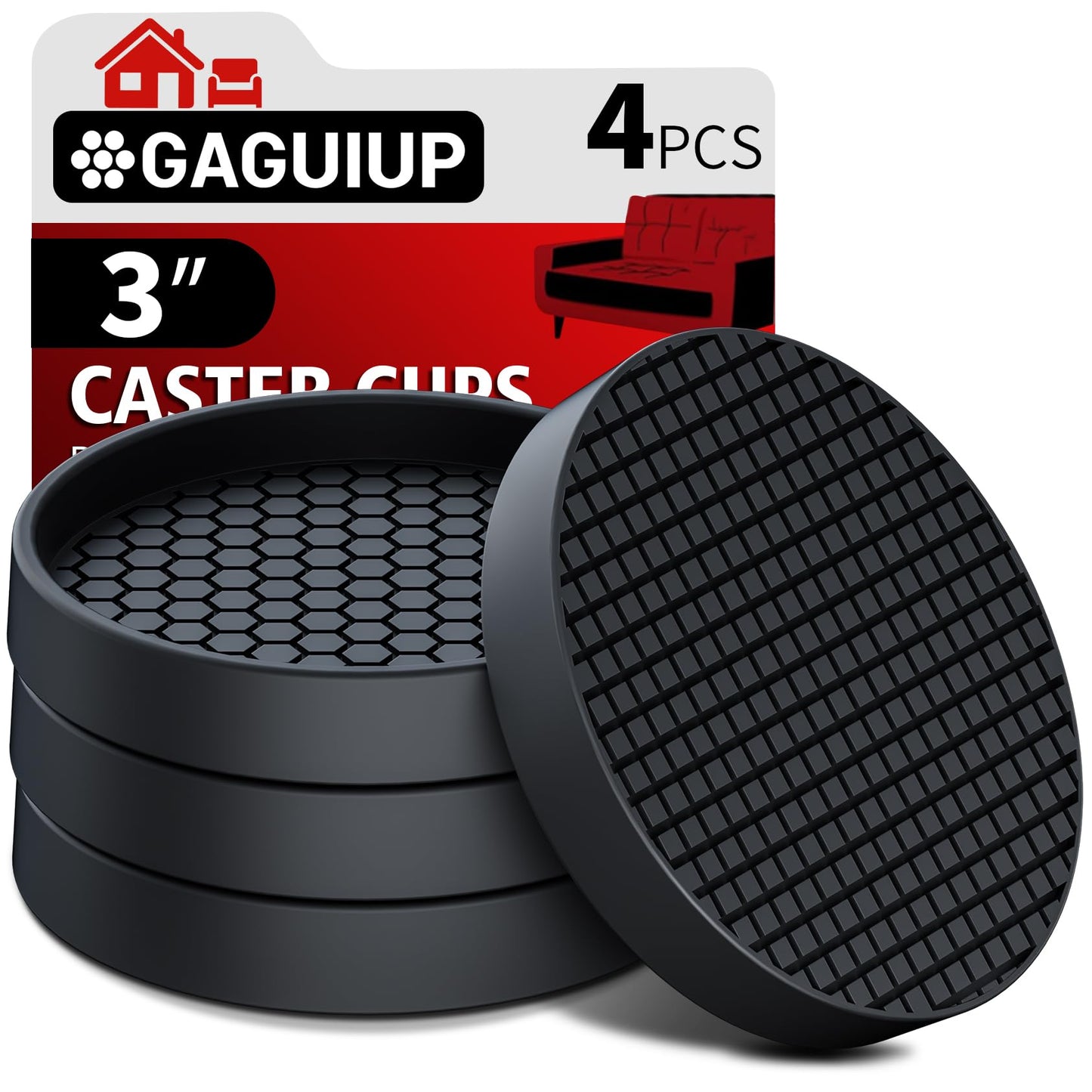 Round - 3" 4pcs Black