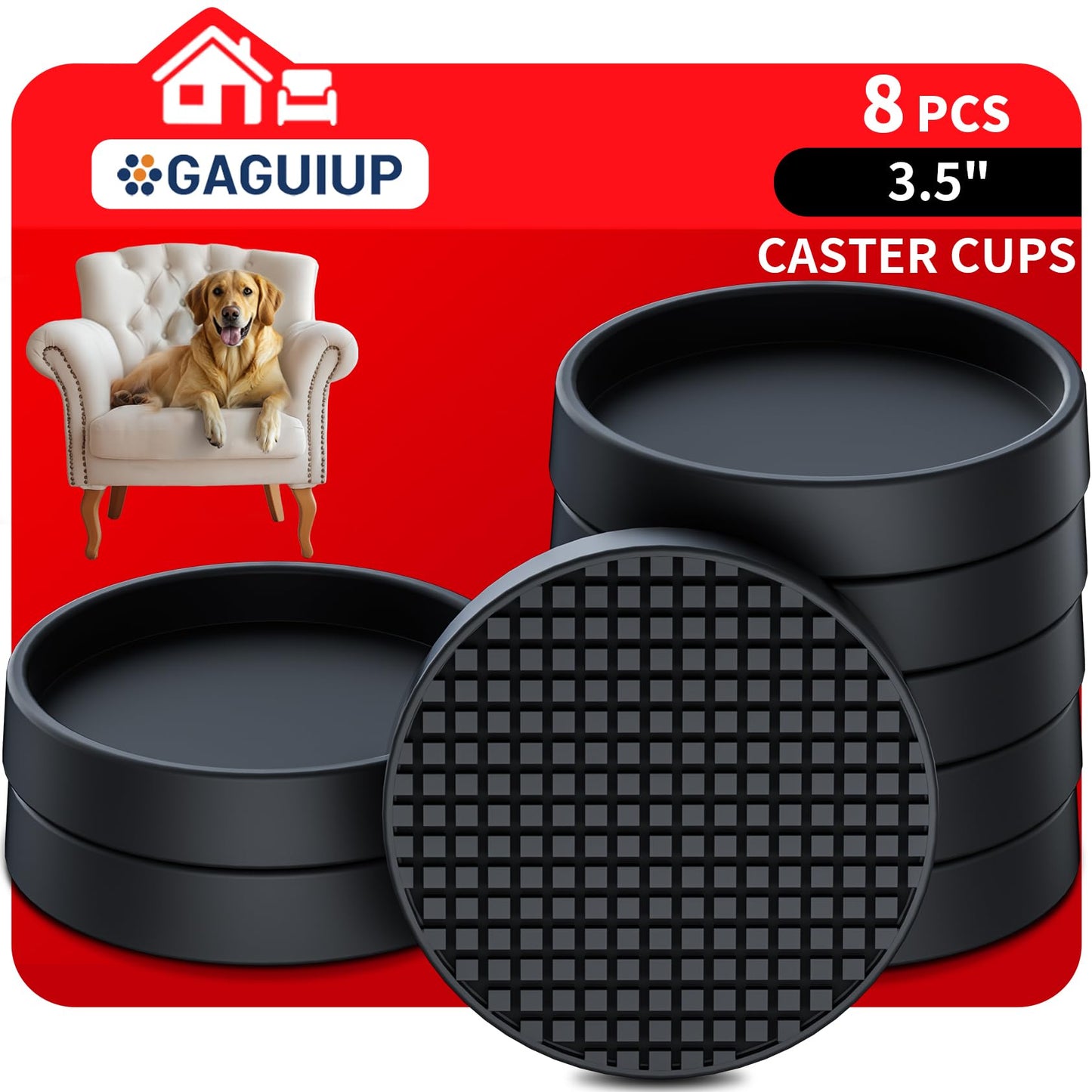 Round - 3.5" 8pcs Black