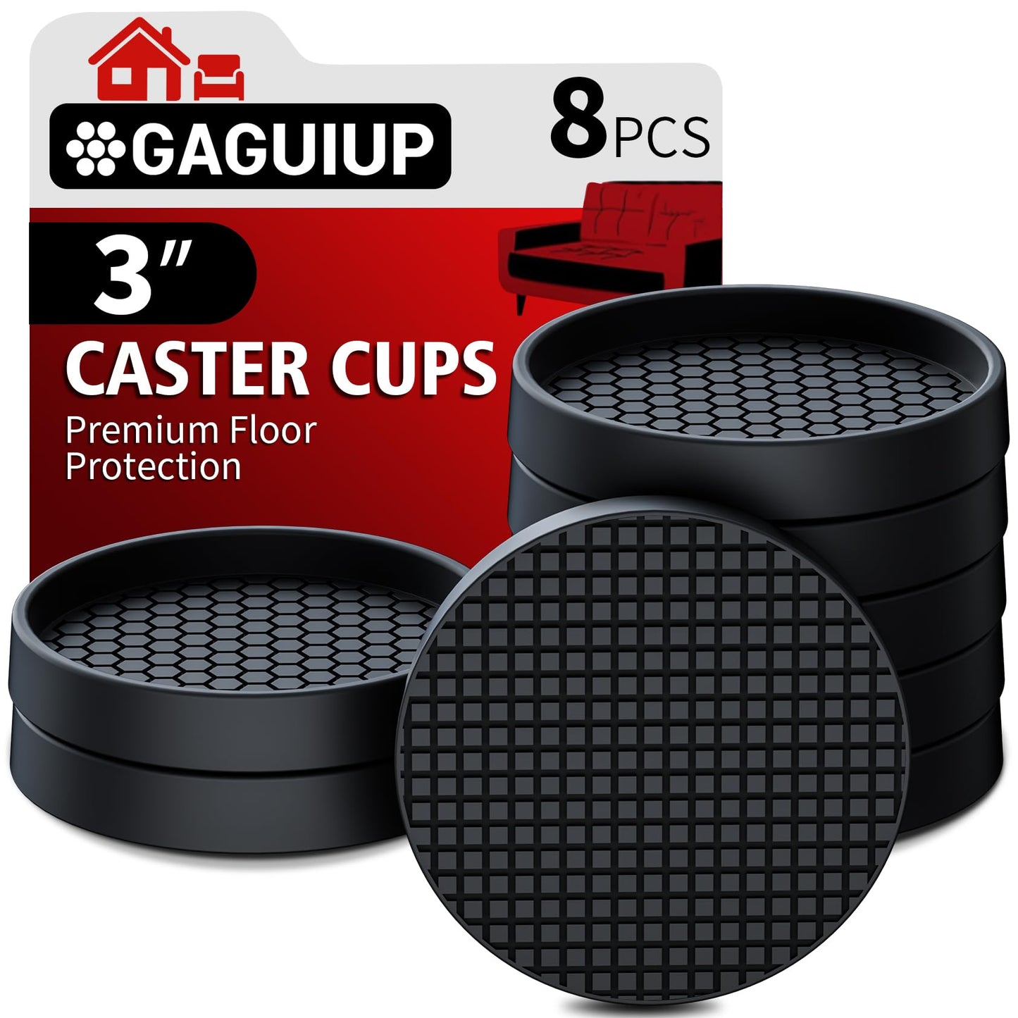 Round - 3" 8pcs Black
