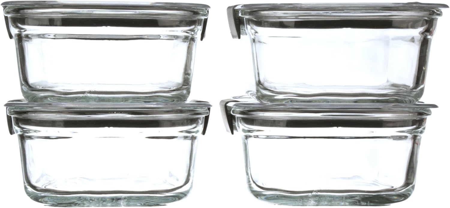 Rubbermaid Brilliance Glass Containers – Uncluttered Kitchen Storage, Stackable Rectangular Design
