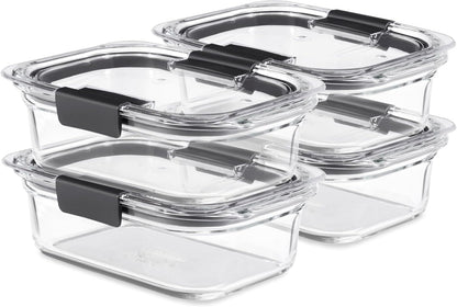 Rubbermaid Brilliance Glass Containers – Uncluttered Kitchen Storage, Stackable Rectangular Design