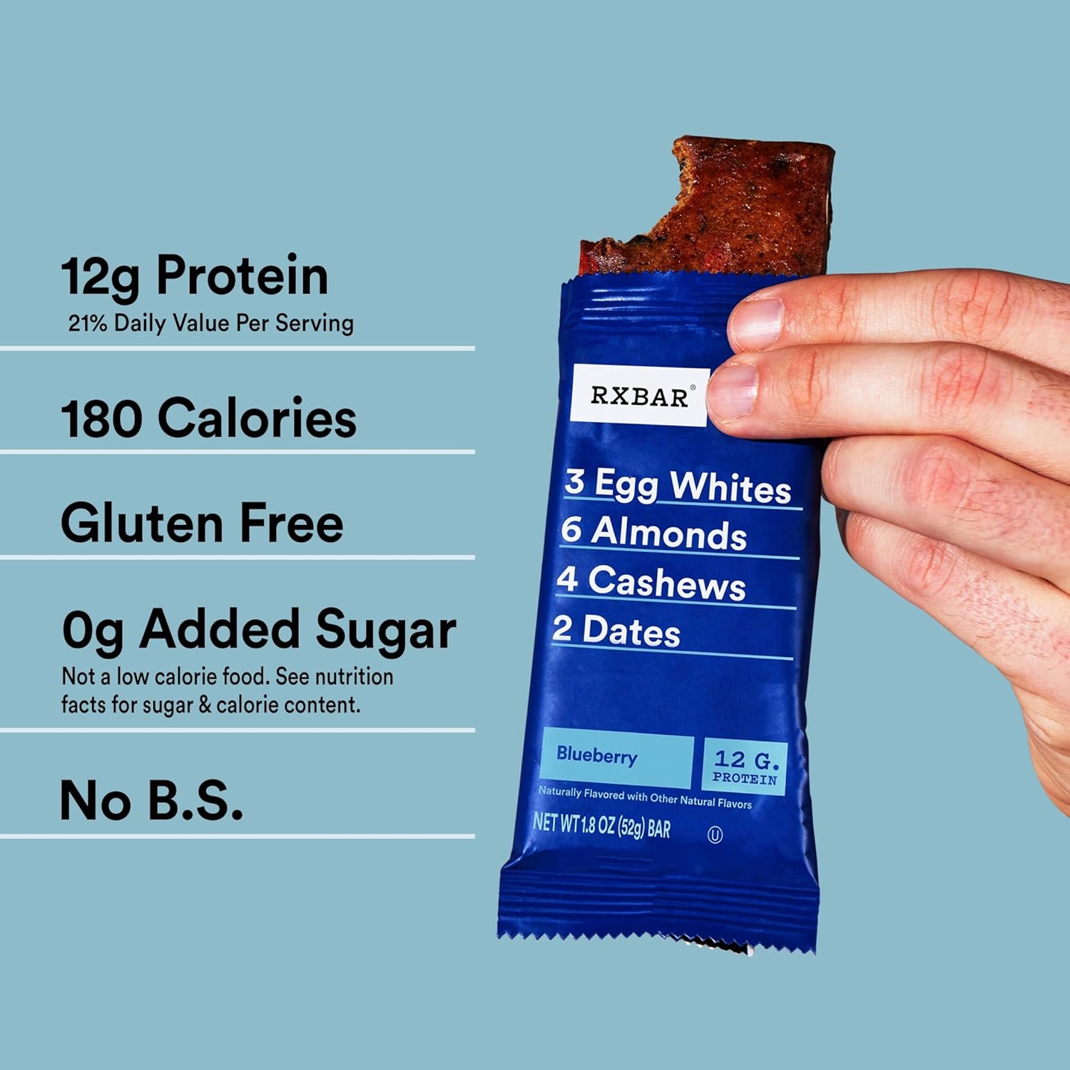 RXBAR Blueberry Protein Bar – Focus Fuel Snack for Busy Office Professionals, 10 Count Box