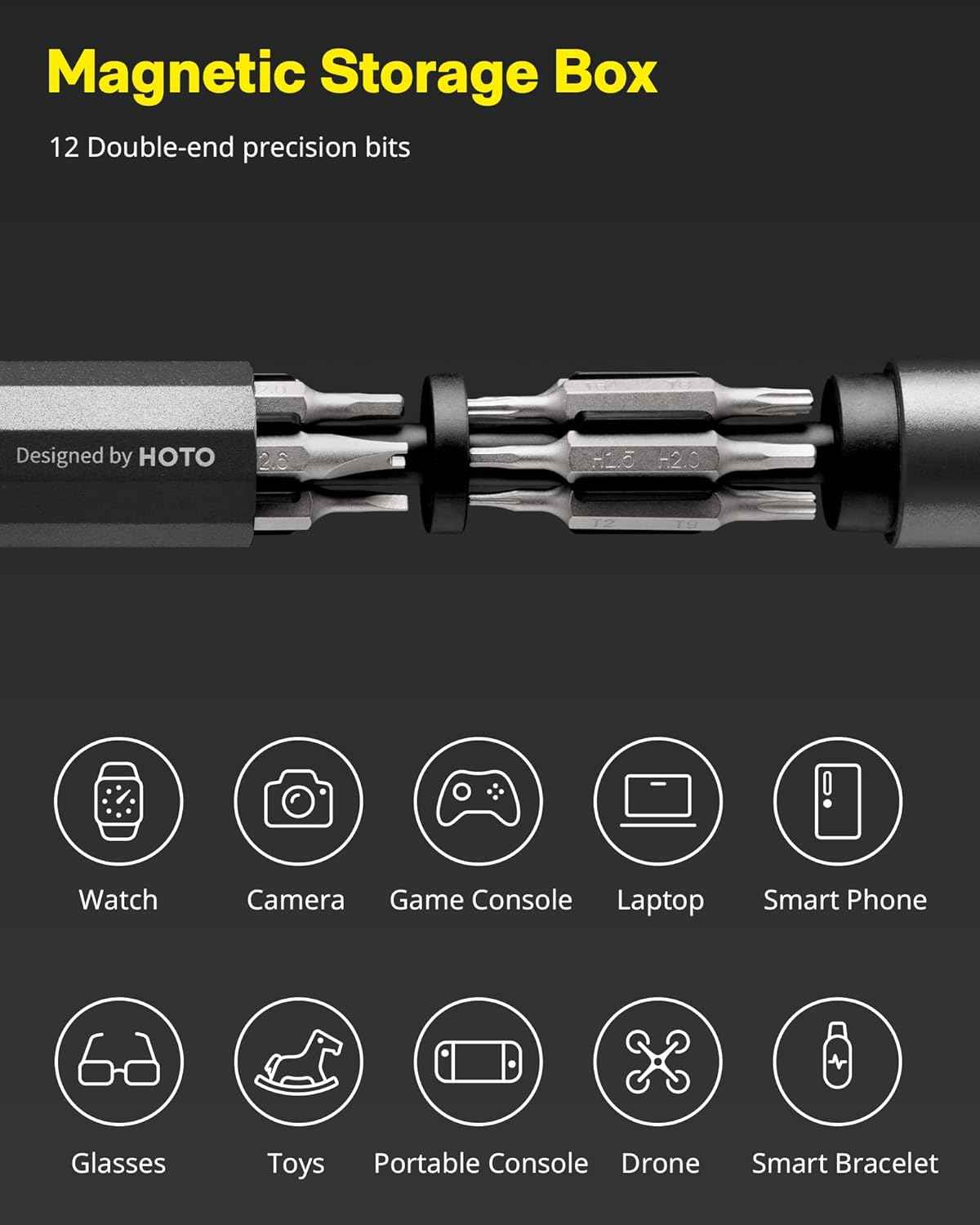 HOTO 24-in-1 Mini Screwdriver Pen – Workbench Companion for PC Builders and IT Technicians, Magnetic Precision Driver