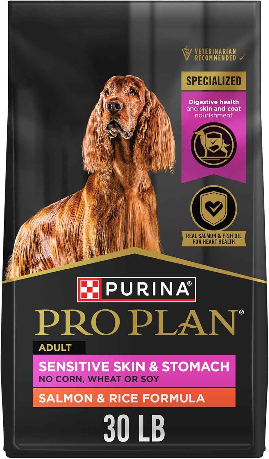 Purina Pro Plan Sensitive Skin and Stomach Dog Food Dry – Vet-Recommended Salmon & Rice for Sensitive Adult Dogs
