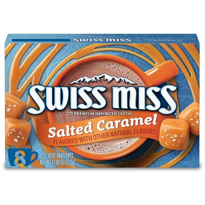 Swiss Miss Salted Caramel Cocoa Mix – Easy Travel Cocoa for Camping Trips and Outdoor Fall Evenings, 1.38 oz Envelopes, 8-Count