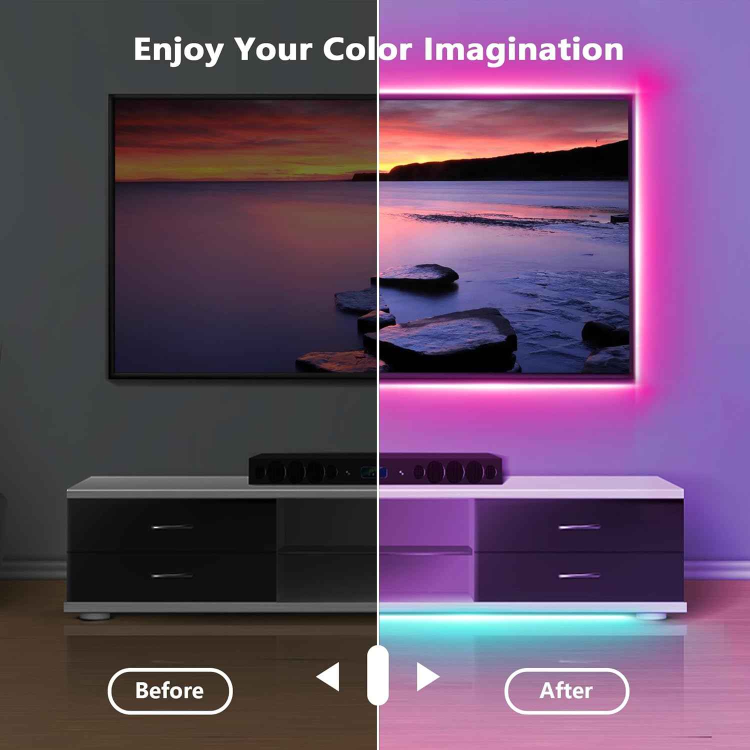 Lumistrips LED Strip Lights – Bedroom & Living Room Ambient Home Decor, App & Remote RGB Color Changing
