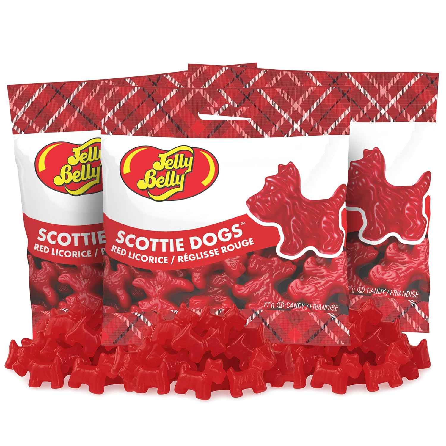 JellyBelly Scottie Dog Red Licorice Bags – Whimsical Valentine's Day Gift for Her, Shareable 3-Pack