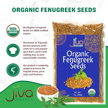 Jiva Organic Fenugreek Seeds 7 Ounce – Raw Methi Dana for Lactation Support, Digestion Soaks & Mindful Morning Routines